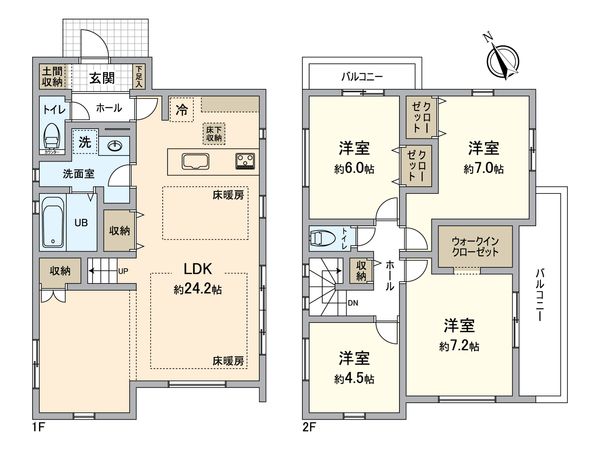 八王子市七国1丁目 新築戸建 2号棟 間取図(平面図) 八王子市七国1丁目 新築戸建 2号棟 間取図(平面図)