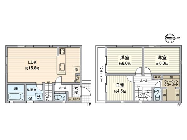 八王子市片倉町 新築戸建1号棟 間取図(平面図)
