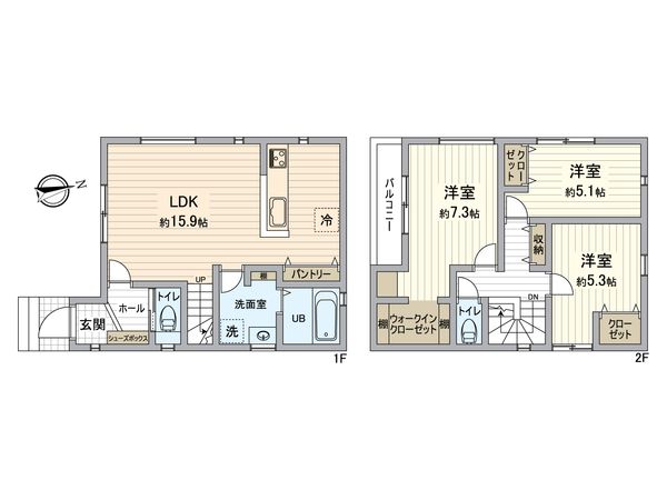 八王子市片倉町 新築戸建3号棟 間取図(平面図)