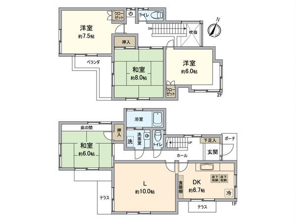 八王子市散田町2丁目 戸建 間取図(平面図) 八王子市散田町2丁目 戸建 間取図(平面図)
