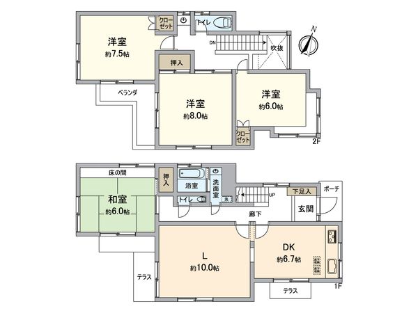 八王子市散田町2丁目 戸建 間取図(平面図)