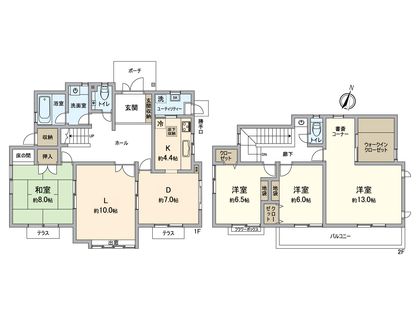 八王子市元八王子町2丁目 戸建 間取図(平面図)