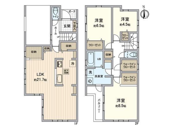 八王子市小門町 新築戸建1号棟 間取図(平面図)