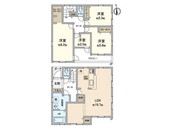 八王子市小門町 新築戸建2号棟 間取図(平面図)