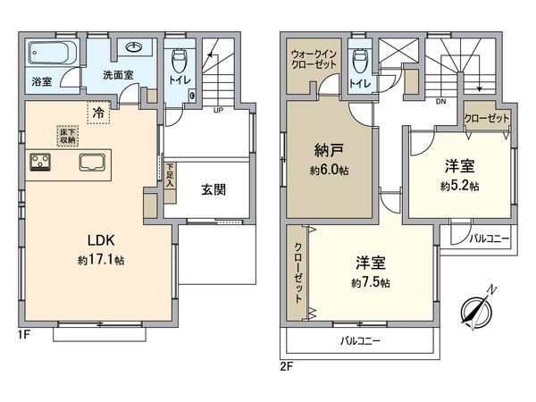 日野市南平6丁目 新築戸建2号棟 間取図(平面図)