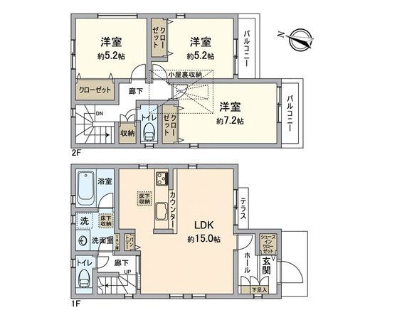 八王子市長沼町 新築戸建 1号棟 間取図(平面図)