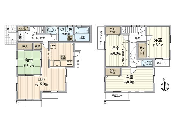 八王子市大楽寺 戸建 間取図(平面図) 八王子市大楽寺 戸建 間取図(平面図)
