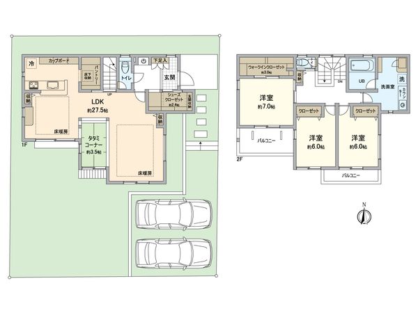 八王子市散田町2丁目 新築戸建 間取図(平面図) 八王子市散田町2丁目 新築戸建 間取図(平面図)