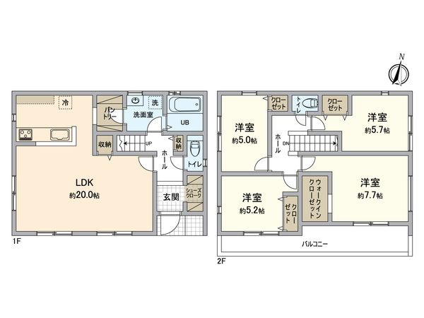 八王子市北野台4丁目 新築戸建 3号棟 間取図(平面図) 八王子市北野台4丁目 新築戸建 3号棟 間取図(平面図)