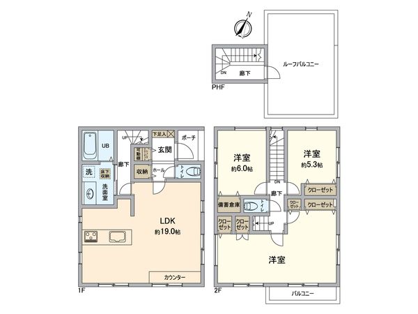 八王子市長房町 新築戸建1号棟 間取図(平面図)