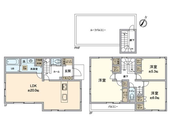 八王子市長房町 新築戸建3号棟 間取図(平面図)