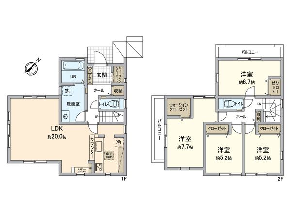 八王子市絹ケ丘2丁目 新築戸建 間取図(平面図) 八王子市絹ケ丘2丁目 新築戸建 間取図(平面図)