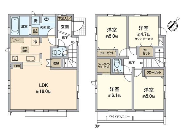 八王子市寺田町 新築戸建1号棟 間取図(平面図) 八王子市寺田町 新築戸建1号棟 間取図(平面図)