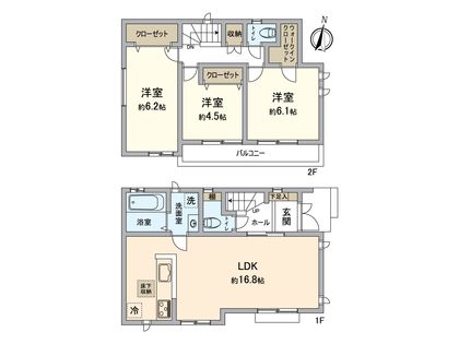 八王子市打越町新築戸建 1号棟 間取図(平面図)