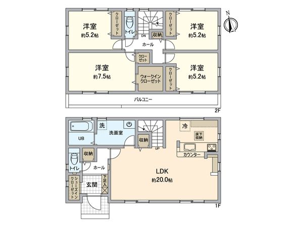 八王子市絹ケ丘2丁目 新築戸建 間取図(平面図) 八王子市絹ケ丘2丁目 新築戸建 間取図(平面図)