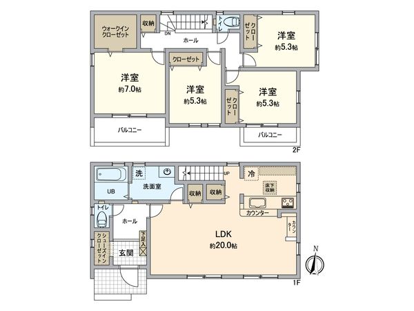 日野市平山2丁目 新築戸建 間取図(平面図) 日野市平山2丁目 新築戸建 間取図(平面図)
