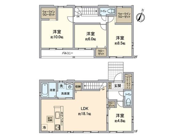 八王子市北野台3丁目 戸建 間取図(平面図) 八王子市北野台3丁目 戸建 間取図(平面図)