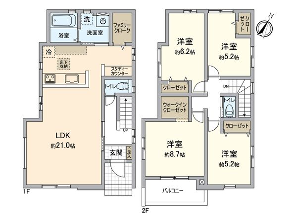 八王子市緑町 新築戸建 間取図(平面図) 八王子市緑町 新築戸建 間取図(平面図)