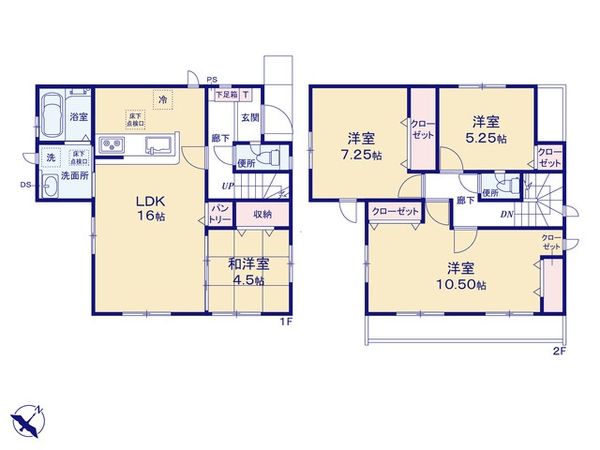 八王子市石川町新築戸建 1号棟 間取図(平面図) 八王子市石川町新築戸建 1号棟 間取図(平面図)