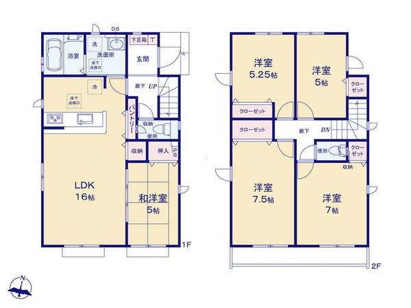 八王子市石川町新築戸建 4号棟 間取図(平面図) 八王子市石川町新築戸建 4号棟 間取図(平面図)
