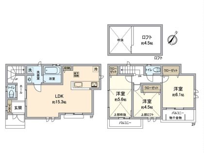 日野市南平8丁目 新築戸建1号棟 間取図(平面図)