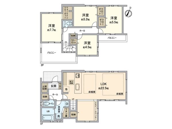 八王子市めじろ台2丁目 新築戸建 間取図(平面図) 八王子市めじろ台2丁目 新築戸建 間取図(平面図)