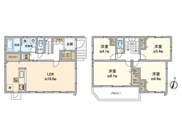 八王子市絹ケ丘2丁目 新築戸建 間取図(平面図) 八王子市絹ケ丘2丁目 新築戸建 間取図(平面図)