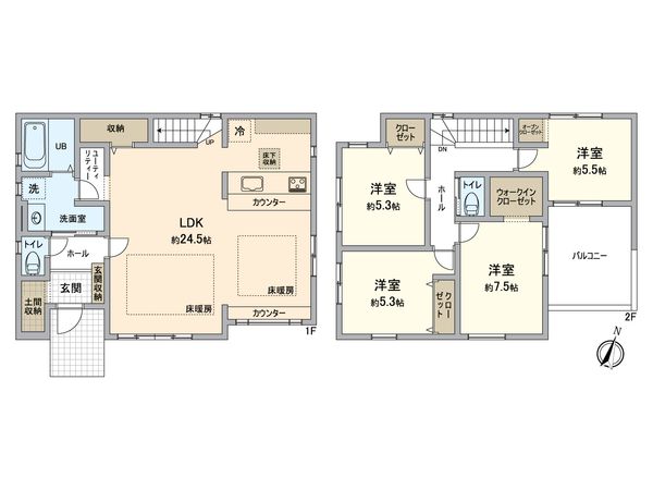 日野市南平2丁目 新築戸建 間取図(平面図) 日野市南平2丁目 新築戸建 間取図(平面図)