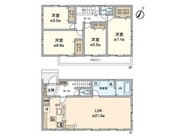 八王子市緑町 新築戸建 2号棟 間取図(平面図) 八王子市緑町 新築戸建 2号棟 間取図(平面図)