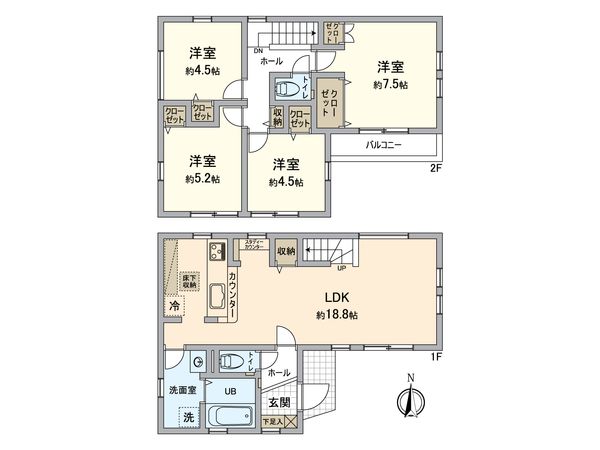 八王子市富士見町 新築戸建1号棟 間取図(平面図)