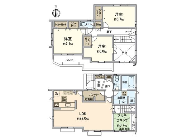 八王子市石川町 新築戸建7号棟 間取図(平面図) 八王子市石川町 新築戸建7号棟 間取図(平面図)