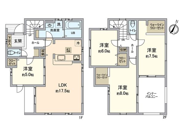 日野市南平5丁目 新築戸建1号棟 間取図(平面図) 日野市南平5丁目 新築戸建1号棟 間取図(平面図)