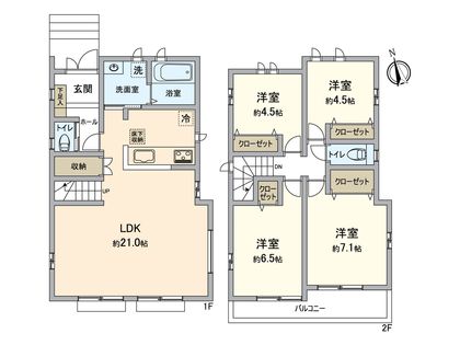 八王子市台町3丁目 新築戸建A号棟 間取図(平面図)