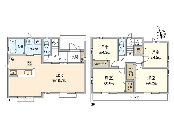八王子市台町3丁目 新築戸建B号棟 間取図(平面図) 八王子市台町3丁目 新築戸建B号棟 間取図(平面図)