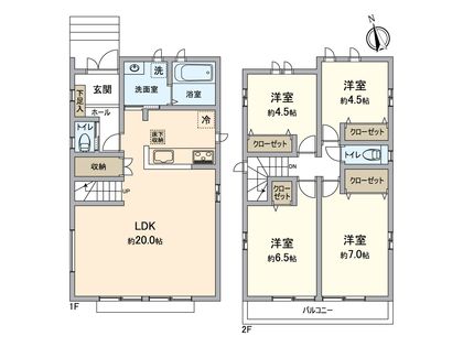 八王子市台町3丁目 新築戸建C号棟 間取図(平面図)