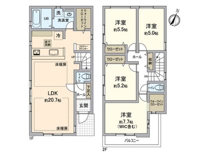 八王子市上柚木町 戸建 間取図(平面図)