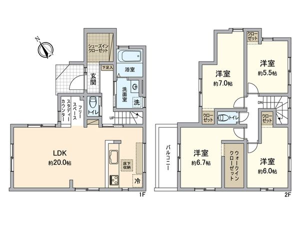 八王子市緑町 新築戸建1号棟 間取図(平面図) 八王子市緑町 新築戸建1号棟 間取図(平面図)