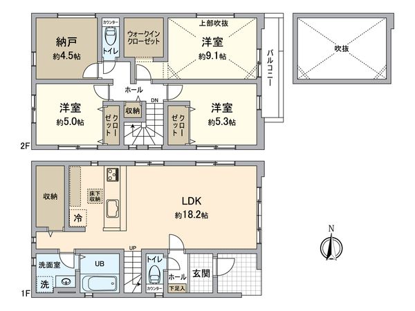 八王子市富士見町 新築戸建1号棟 間取図(平面図) 八王子市富士見町 新築戸建1号棟 間取図(平面図)