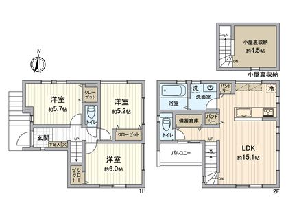 日野市多摩平5丁目 新築戸建A号棟 間取図(平面図)