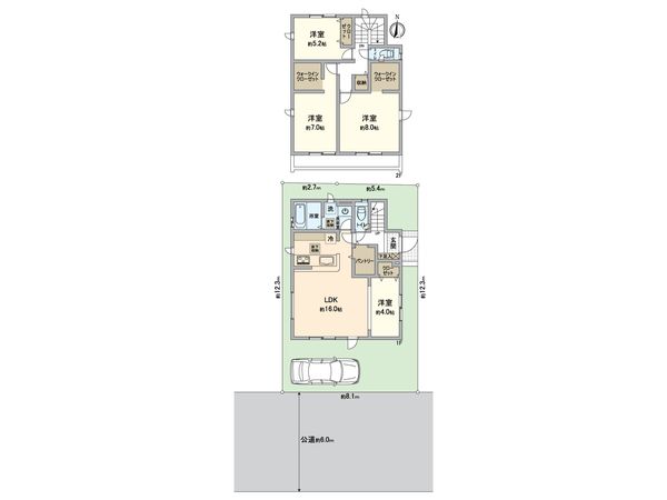 八王子市元本郷町1丁目 新築戸建 2号棟 間取図(平面図) 八王子市元本郷町1丁目 新築戸建 2号棟 間取図(平面図)