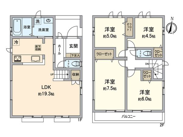 八王子市石川町新築戸建 3号棟 間取図(平面図) 八王子市石川町新築戸建 3号棟 間取図(平面図)