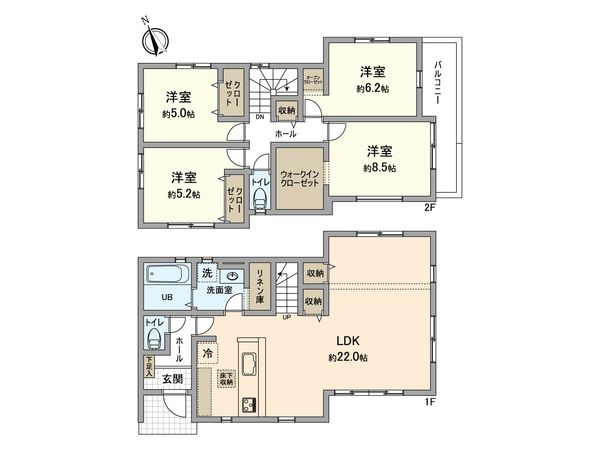 八王子市大楽寺町 新築戸建 1号棟 間取図(平面図)