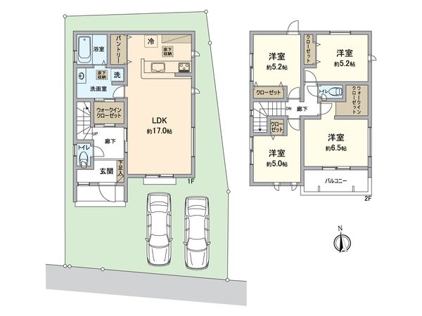 八王子市元横山町3丁目 新築戸建 2号棟 間取図(平面図) 八王子市元横山町3丁目 新築戸建 2号棟 間取図(平面図)