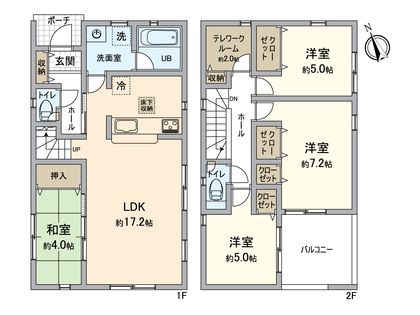 八王子市諏訪町 新築戸建 1号棟 間取図(平面図)