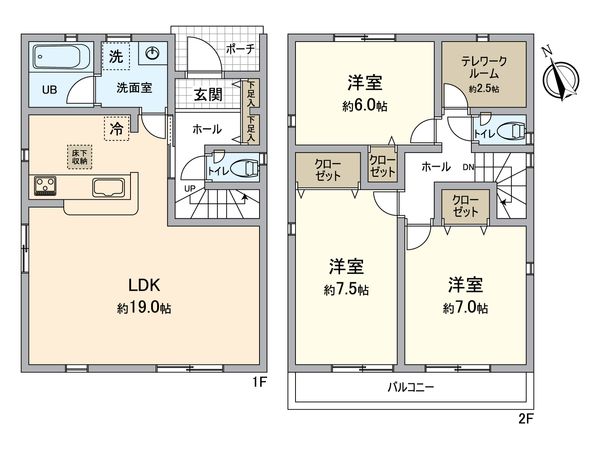 八王子市諏訪町 新築戸建 2号棟 間取図(平面図)
