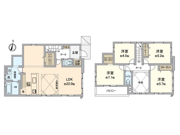 八王子市横川町 新築戸建 1号棟 間取図(平面図) 八王子市横川町 新築戸建 1号棟 間取図(平面図)