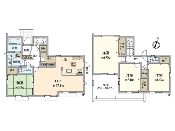 八王子市北野台3丁目 新築戸建 1号棟 間取図(平面図) 八王子市北野台3丁目 新築戸建 1号棟 間取図(平面図)