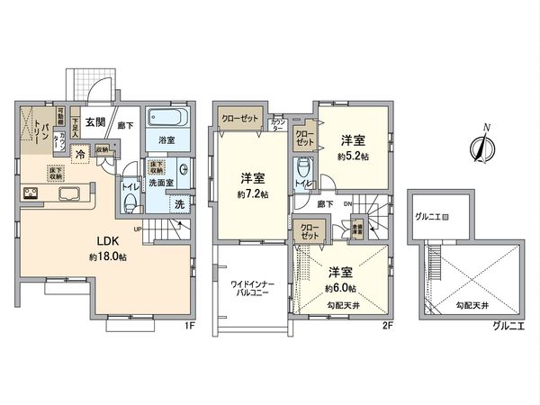 八王子市散田町4丁目 新築戸建 1号棟 間取図(平面図) 八王子市散田町4丁目 新築戸建 1号棟 間取図(平面図)
