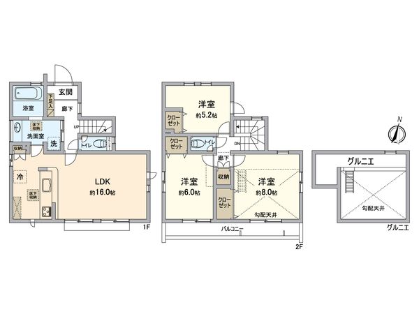 八王子市散田町4丁目 新築戸建 2号棟 間取図(平面図) 八王子市散田町4丁目 新築戸建 2号棟 間取図(平面図)