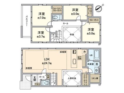 八王子市元本郷町3丁目 新築戸建1号棟 間取図(平面図)
